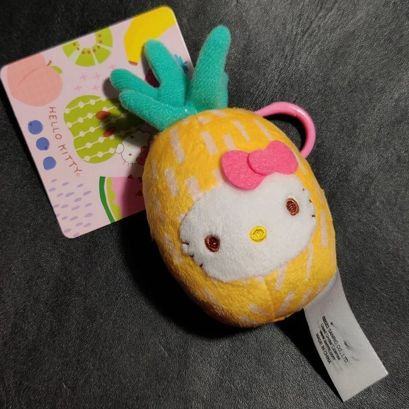 Super Cute Fruit Series Pineapple Kt Cat Backpack Plush Pendant Keychain Cute Dessert Little Pineapple Plush Doll Girl Gift