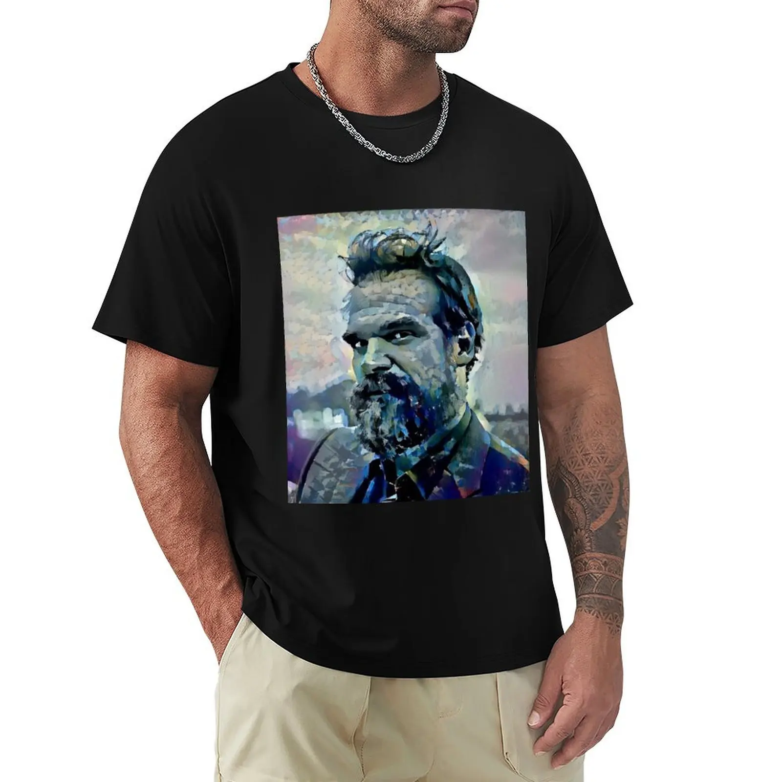 David Harbour Portrait T-Shirt Casual Breathable Short Sleeve Top