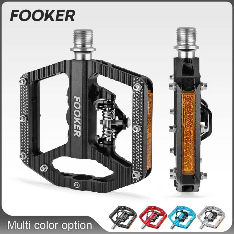 FK-F156 Self-locking Bike Pedal 3 Bearings Wide Ultralight Anti-slip CNC MTB SPD Pedal Aluminium Alloy Bicycle Pedals