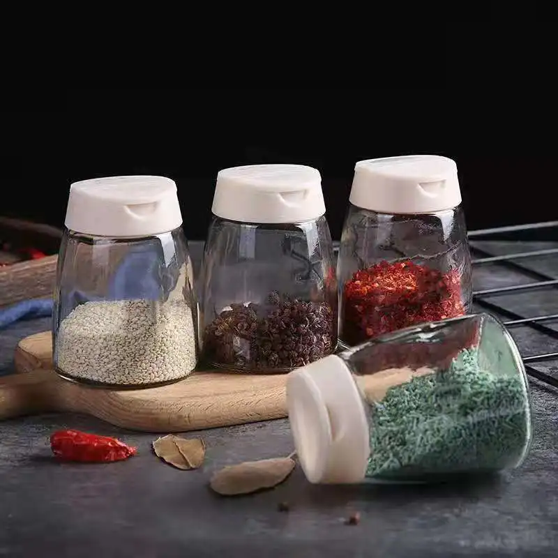 مساحيق توابل السكر الملح، حاوية بهار، زجاجة مزدوجة الوجه، غطاء فراشة، جرة توابل مقاومة للغبار، سعة كبيرة