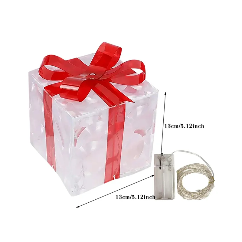 ABRE-3X Christmas Glowing Gifts Box Decoration Ornament With Bow Lighting Box Outdoor Light Lighting Xmas 2024 A