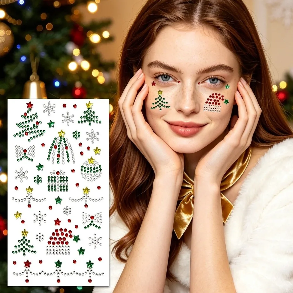 3D Bedazzling Face Eye Jewels Sticker Rhinestone Makeup Crystal Tattoo Sticker DIY Sparkling Face Gem Sticker Christmas Party