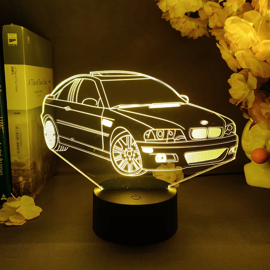 Car LED 3D Illusion Acrylic Lamp 7 Color Changing Nightlight for Boys Bedroom Decoration Christmas Gift Aesthetic Room Decor