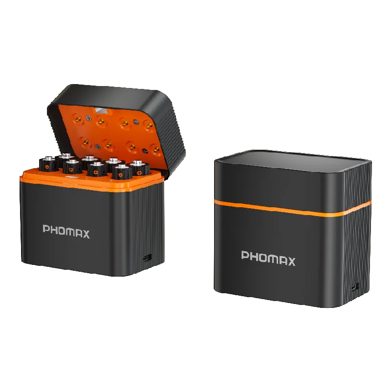 PHOMAX 8-Slot Smart Charger for AA/AAA Batteries 1.5V 4200mWh/1110mWh Fast-Charging Lithium Battery Set