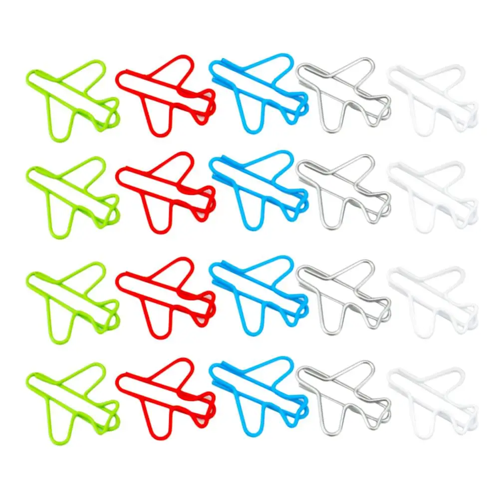 24 Pcs Metal Airplane Shaped Paper Clamp Portable Office Supplies Stationery Accessories File Organizer