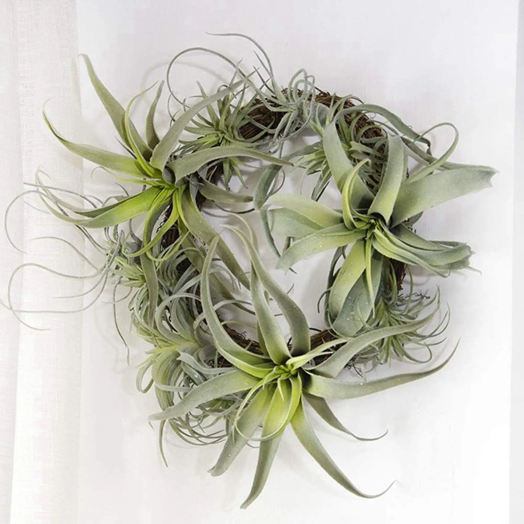 ABMS-16Pack Artificial Pineapple Grass Air Plants Fake Flowers Faux Flocking Tillandsia Bromeliads Home Garden Decor