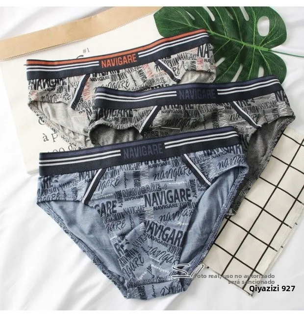 Ropa interior de algodón de alta elasticidad para hombre, pantalones triangulares de cintura baja, calzoncillos cómodos y tra...