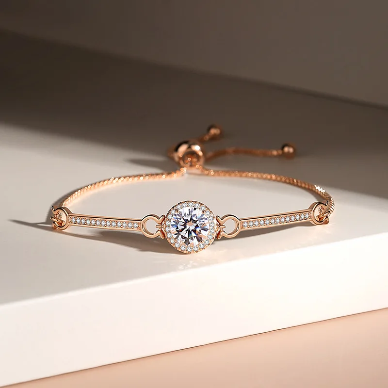 

Simulated D Color Moissanite Tennis Bracelet 925 Sterling Silver White Gold Plated Shiny Bracelets Chain for Women Wholesale