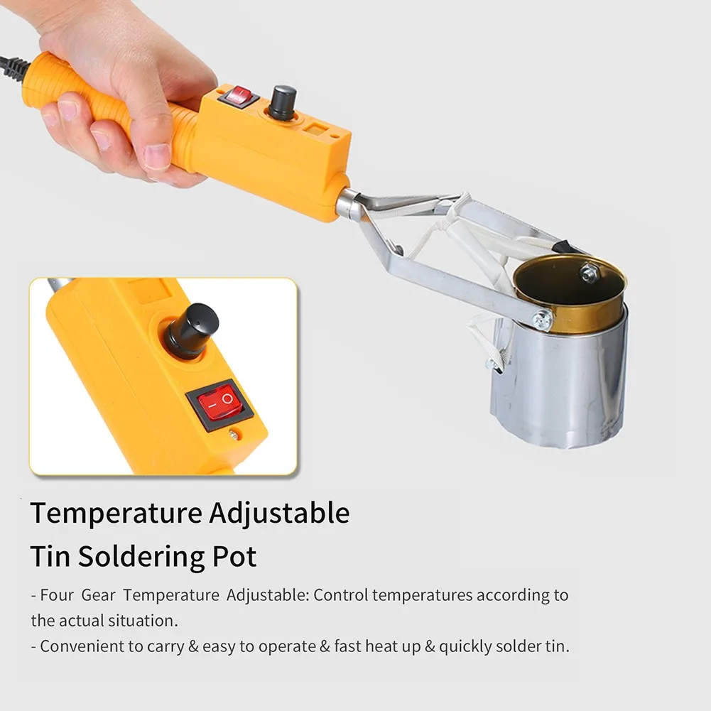 300W/500W Temp Control Portable Tin Melting Furnace Control Desoldering Bath Tool Adjustable Handheld Solder Pot Tin Melting