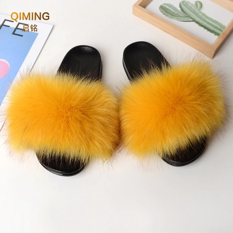 Letnie kapcie ze sztucznego futra Fuzzy Fur Slides For Women Fluffy Sandals Indoor Outdoor Ladies Shoes Woman Slipper Furry Flip Flops