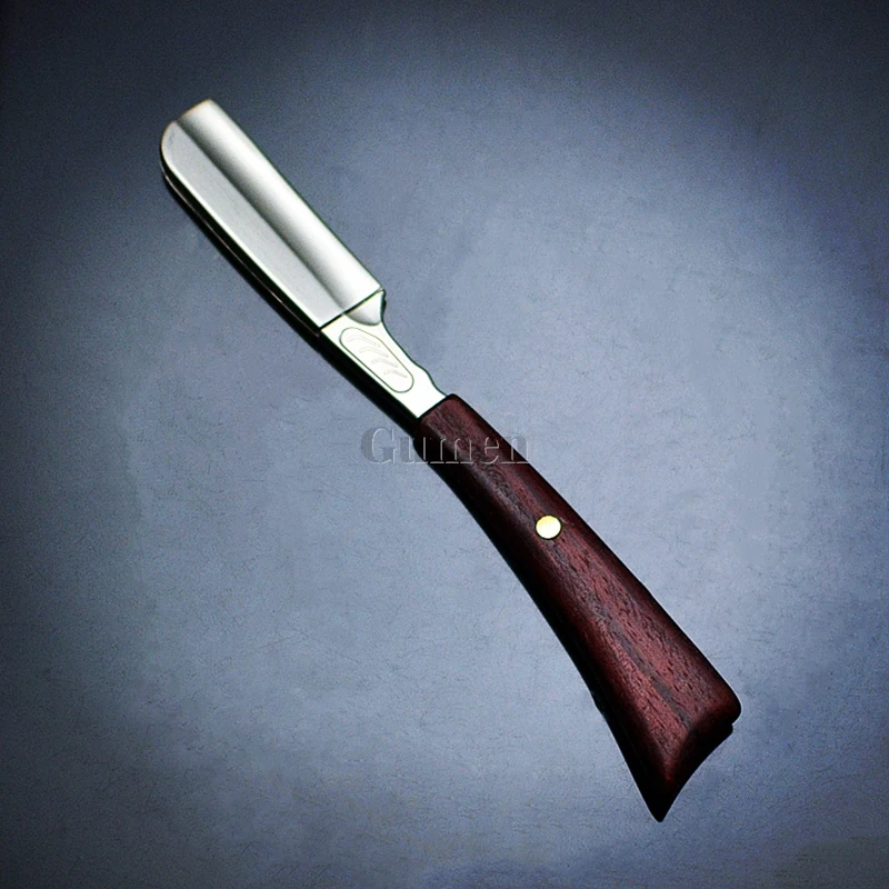 Japanese Barber Manual Shaver Straight Edge Sharp Razor Sandalwood Straight Handle Men's Beard Trimmer Replaceable Safety Blade