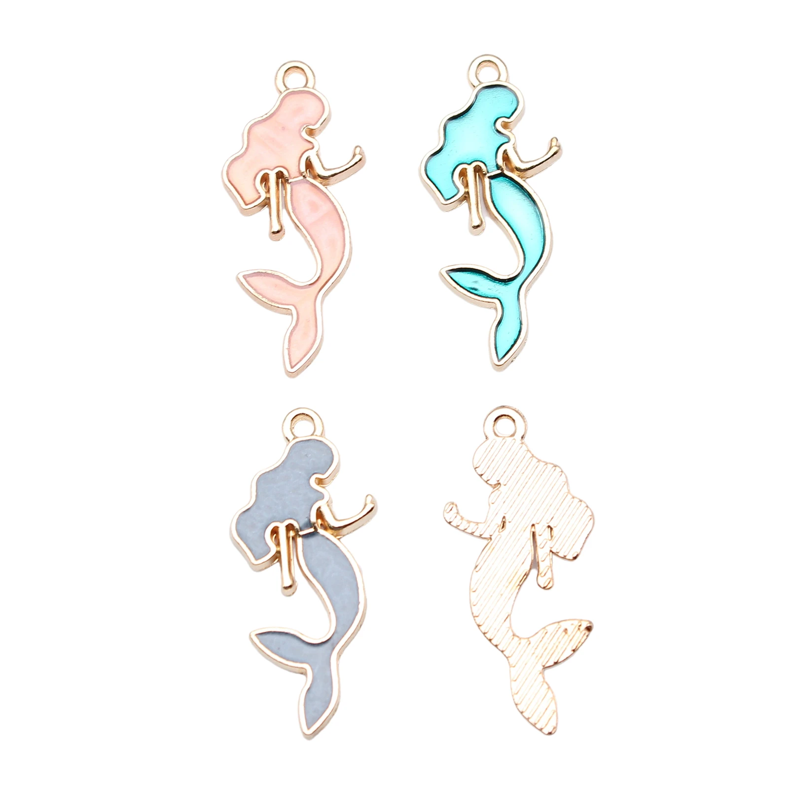 WYSIWYG 10pcs 29x13mm 4 Colors Enamel Mermaid Charms Pendant For DIY Jewelry Making Handmade Jewelry Craft Findings