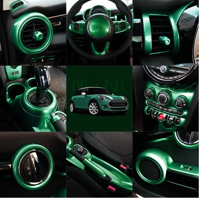 Car Green Interior Protection Stickers Water Cup Decoration Frame For MINI COOPER S F55 F56 F57 F60 Car Accessories Styling