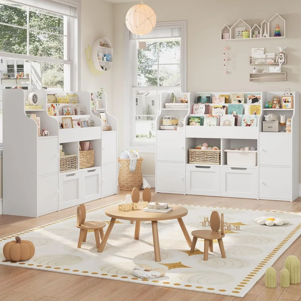 Большой органайзер для хранения игрушек с 8 кубиками и 2 ящиками, органайзер для детской игровой комнаты, прочное и компактное решение