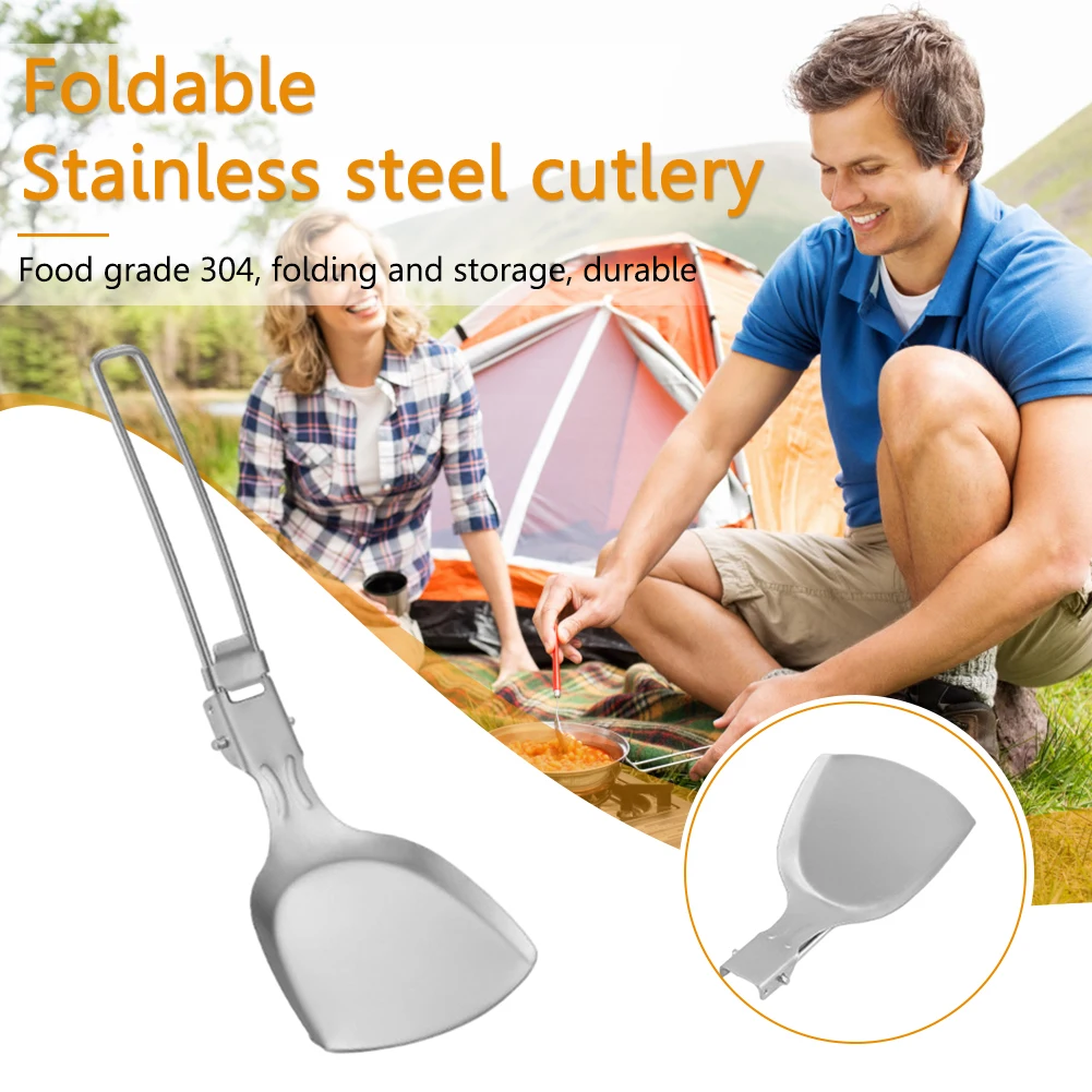 折りたたみキャンプ食器 304 ステンレス鋼スプーンシャベルスパチュラお手入れが簡単旅行ハイキングアウトドア食器