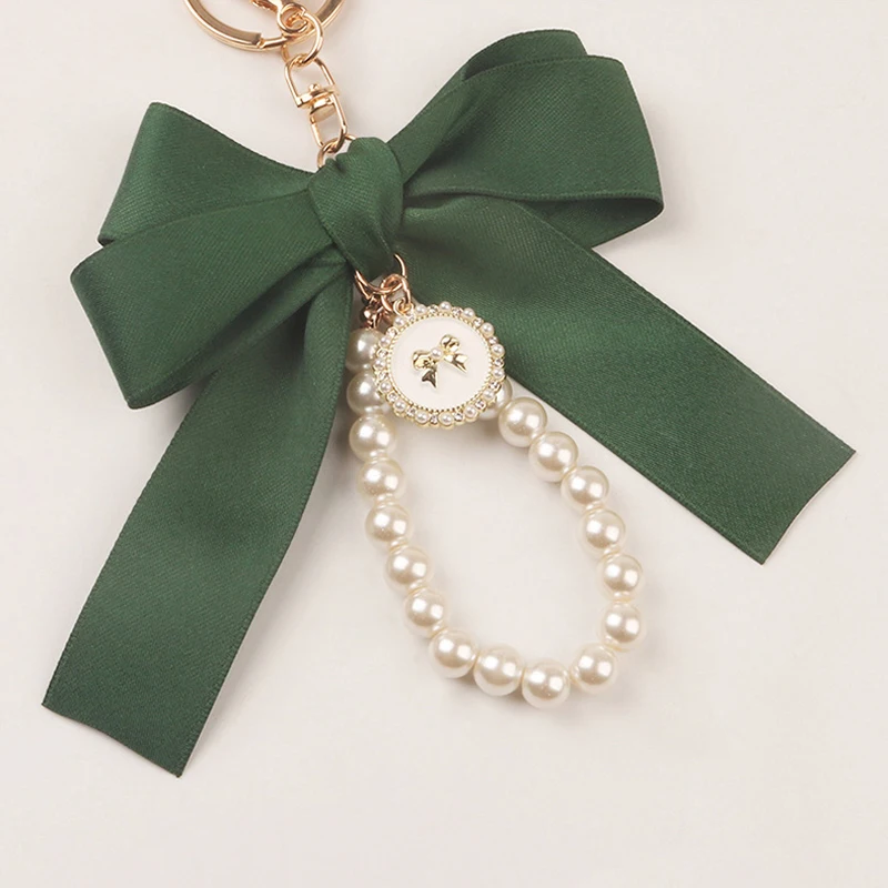 Large Bowknot Pearl Keychain Multi-color Jewelry Resin Bowknot Keychains Phone Charm Keycord Camera Bag Ornament Pendant Chains