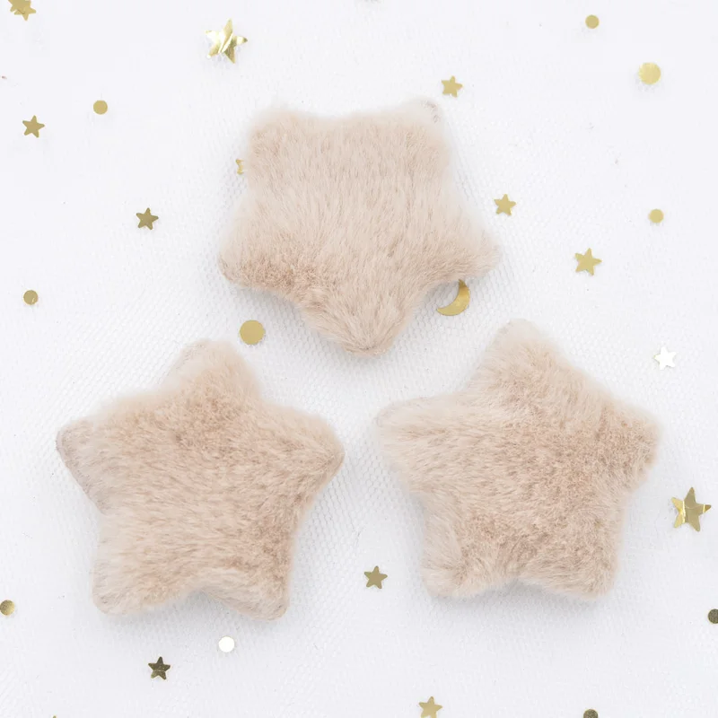 12Pcs Upscale Soft Plush Patches Rabbit Hair Embellishment Star Appliques for Woolen Slippers Decor DIY Hair Clips Headdress