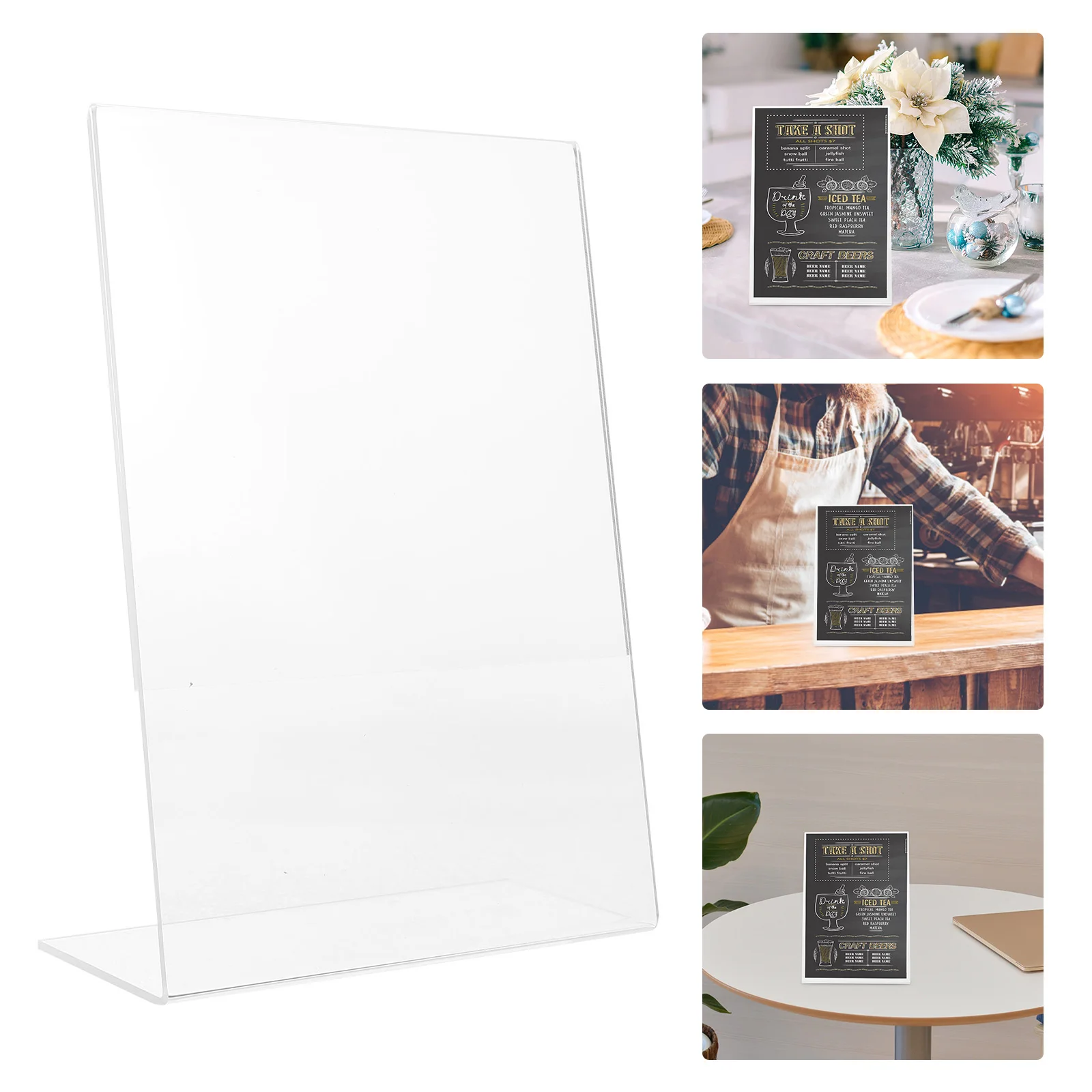 

2 Pcs Transparent Stand Clear Frame Sign Stands for Display Business Card Holder Ad Menu Shelf Office