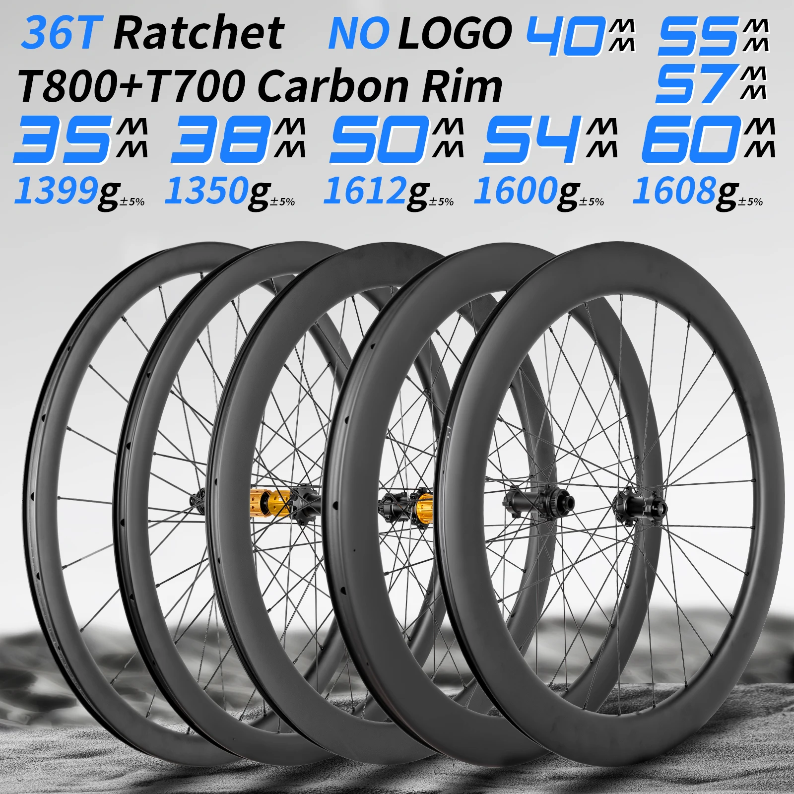 Jeu de roues en carbone 35mm 38mm 50mm 54mm 60mm pour route, avec logo Climbing Ride On, roue 700C 12x100/12x142mm, pour Gravel et Course, frein à disque Center Lock