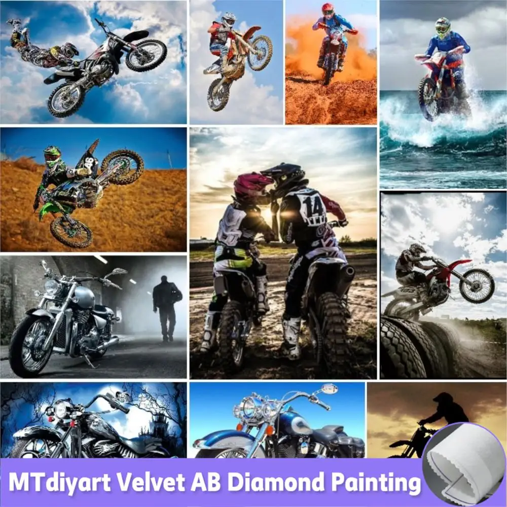 5D Diy Diamond Painting  Motorcycle Racing Motor Cross Stitch Kits Diamond Mosaic Embroidery Extreme Sport Motorcyclist