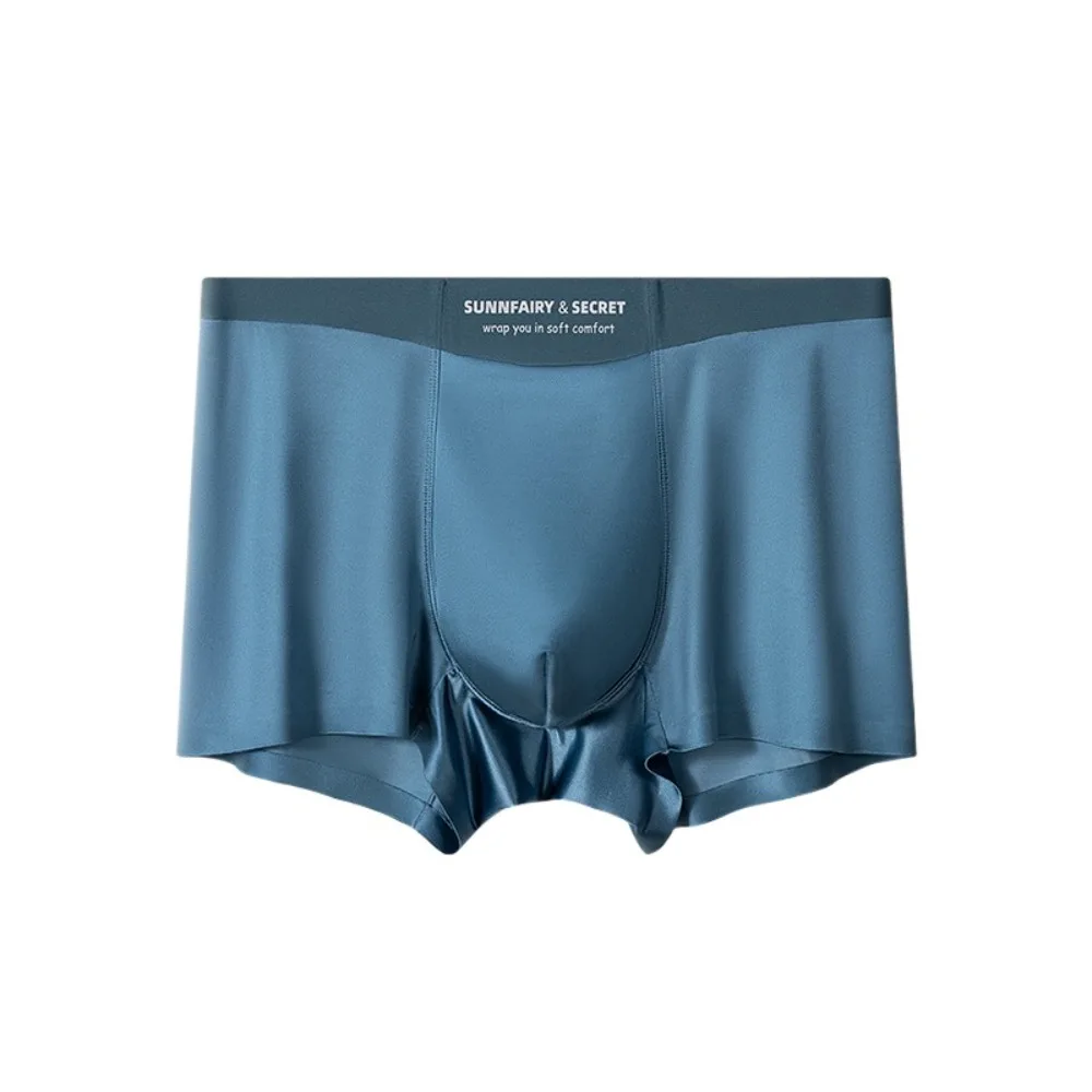 

Fashion Thin Satin Silk Boxer Briefs Mid Waist Underpants Ice Silk Boxers Seamless Lingerie Underwear for Men Gifts