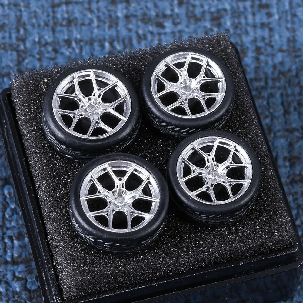 Kicarmod 1/64 Harzräder mit Gummireifen für Druckgussmodell, deutsche Sportwagenteile, RacingToy, 4-teiliges Set – Detail 38