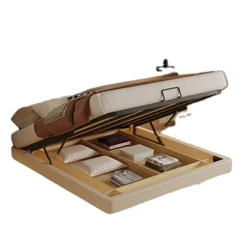 

For Multi-functional Modern Simple Bedroom High Box Storage Bed Double Bed Hotel Apartment Storage Led Light Design Modern Bed