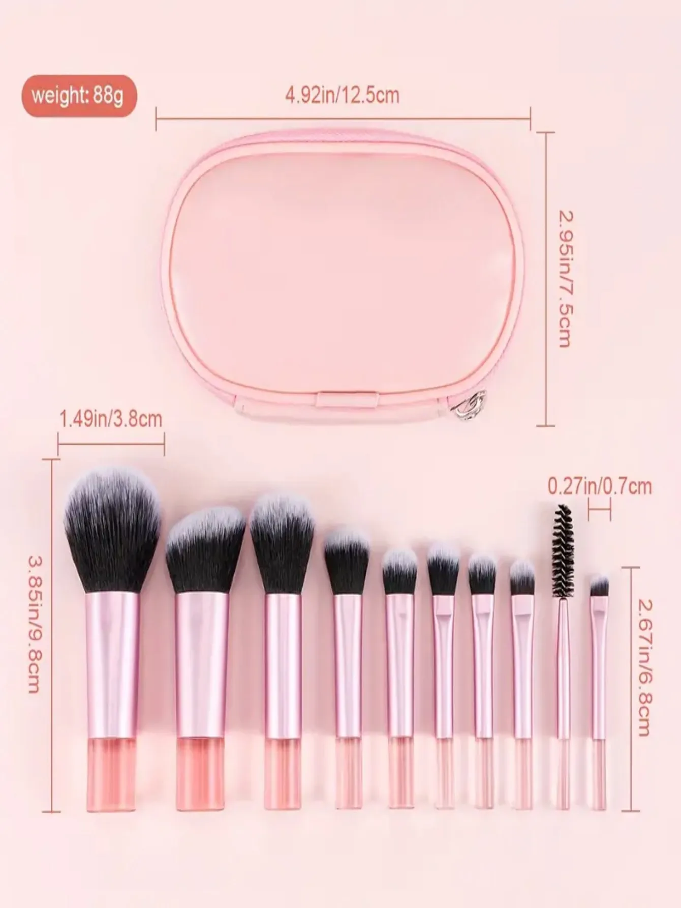 10-Piece Mini Makeup Brush Set with Pouch | Travel-Friendly Professional Kit | Perfect Gift for Students & Beginners