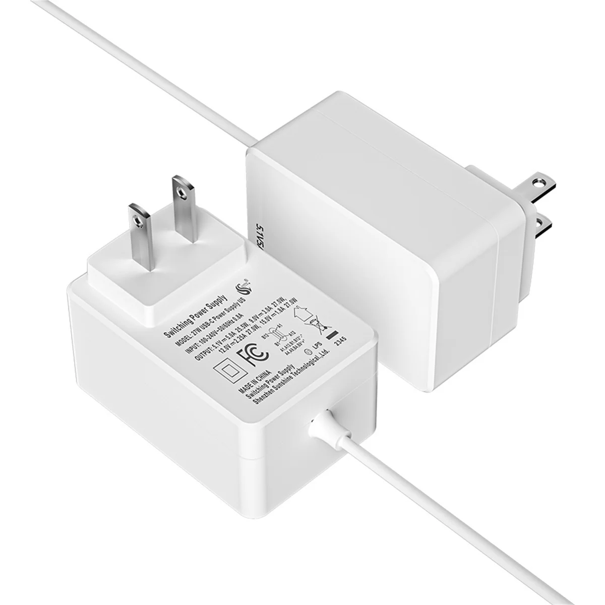 

SUNSHINY 5.1V5A Charger Suitable for Raspberry Pi 5Th Generation Pi5 PD27W Power Adapter US-Plug White