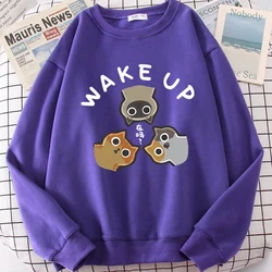 Wake Up 3 Onlookers Of Cats Cute Print Cartoons Hoodies Men Women Streetwear Fashion Fleece Sweatshirts Oversize Loose Hoodie