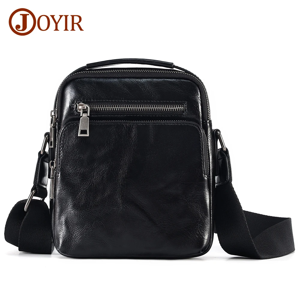 

JOYIR Genuine Leather Men's Shoulder Bag Fashion Crossbody Bags Travel Small Messenger Bag for 7.9" iPad Business Handbag