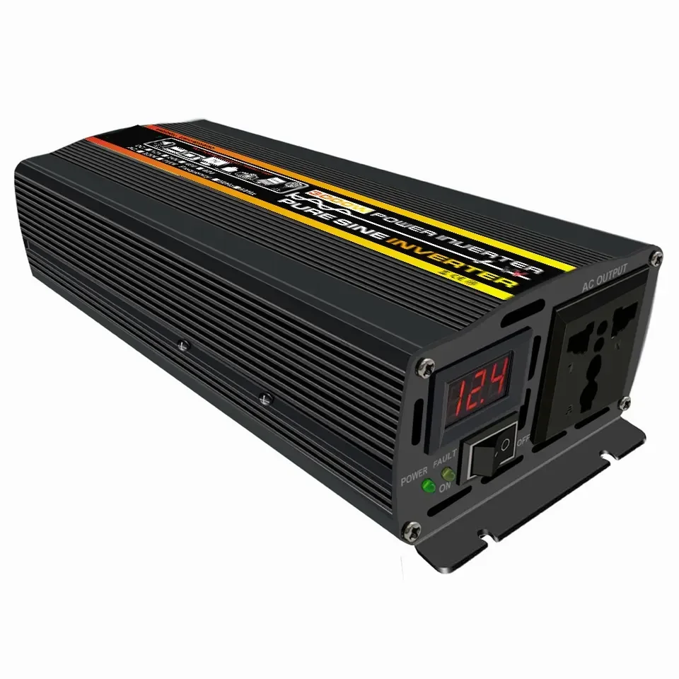 Power Inverter 12/24/48V TO 220V LED Display Power Converter Multi Protection Dual Display Modified Sine Wave Inverter 2000w