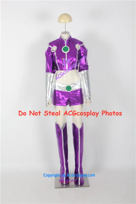 Purple color spandex made Cosplay Costume acgcosplay include buckle props and stockings version 02