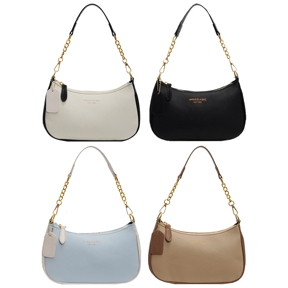 حقيبة كتف للنساء بحزام قابل للتعديل تحت الإبط من جلد البولي يوريثان بسحاب للإغلاق حقيبة هلال كاجوال للسفر والعمل #2