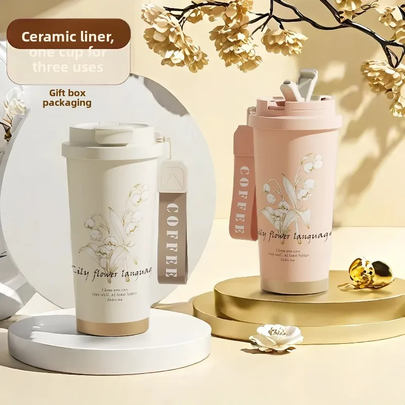 

High Aesthetic Value Women's Coffee Insulated Water Cup with St Birthday Gift Teacher Stainl Steel Cerc Coated Offic...