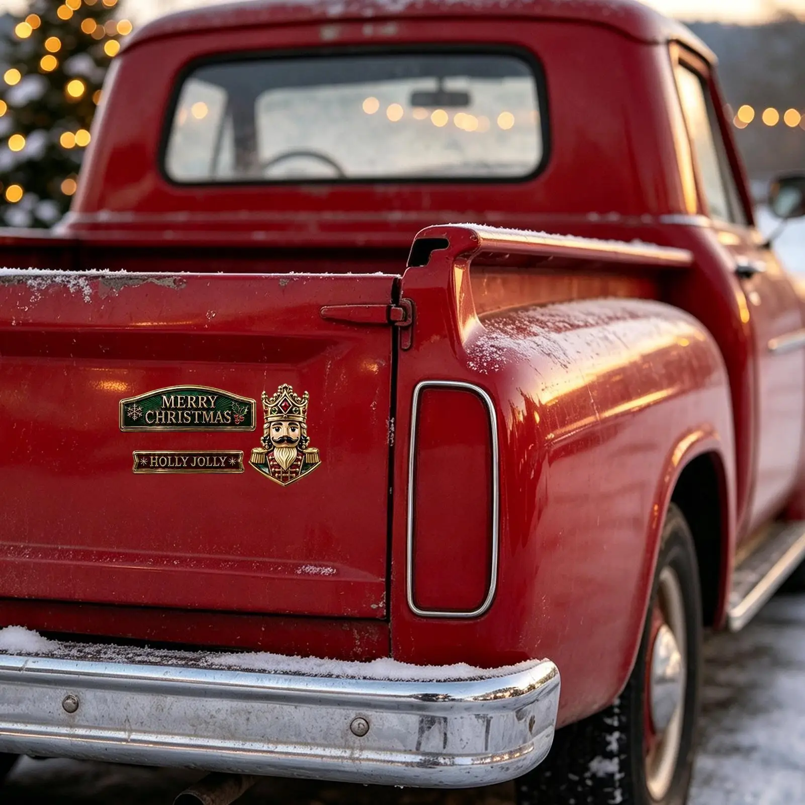 Car Badges Emblems Christmas Iron Truck Door Window Sticker Vintage Christmas Car Decorations For Beginner Winter Gathering Road