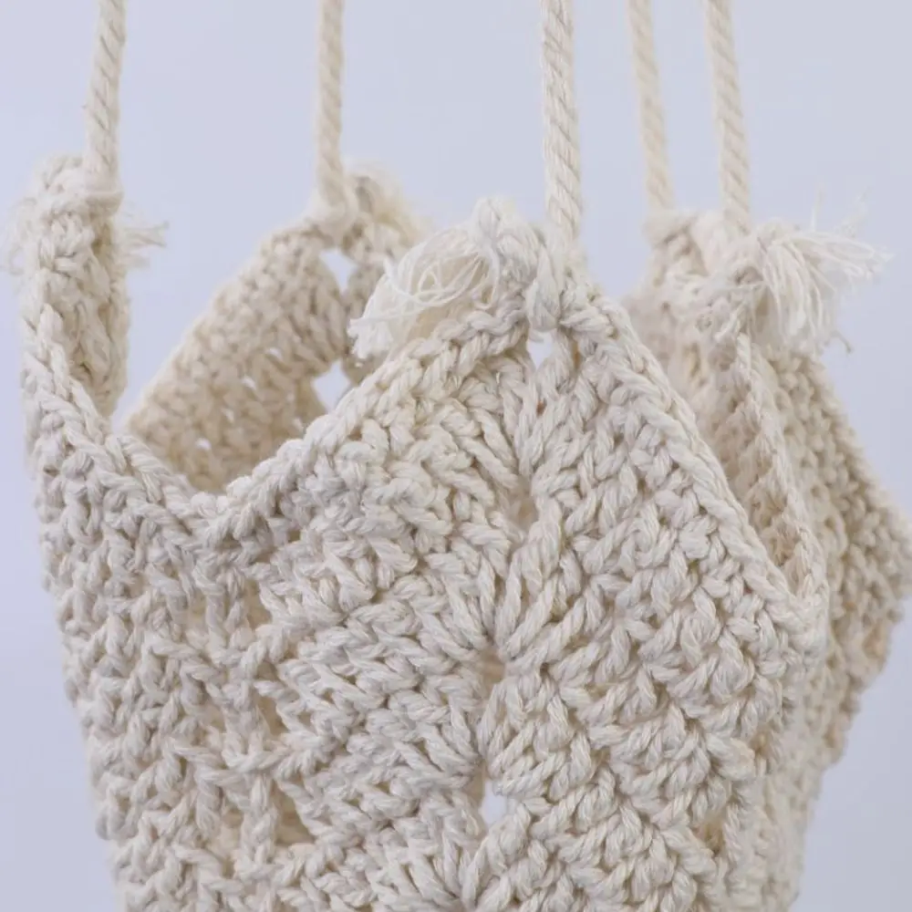 Hangable Flax Plant Hanger Brown/White 40 Inch Cotton Rope Home Hanging Basket Woven Garden Pot Net Home