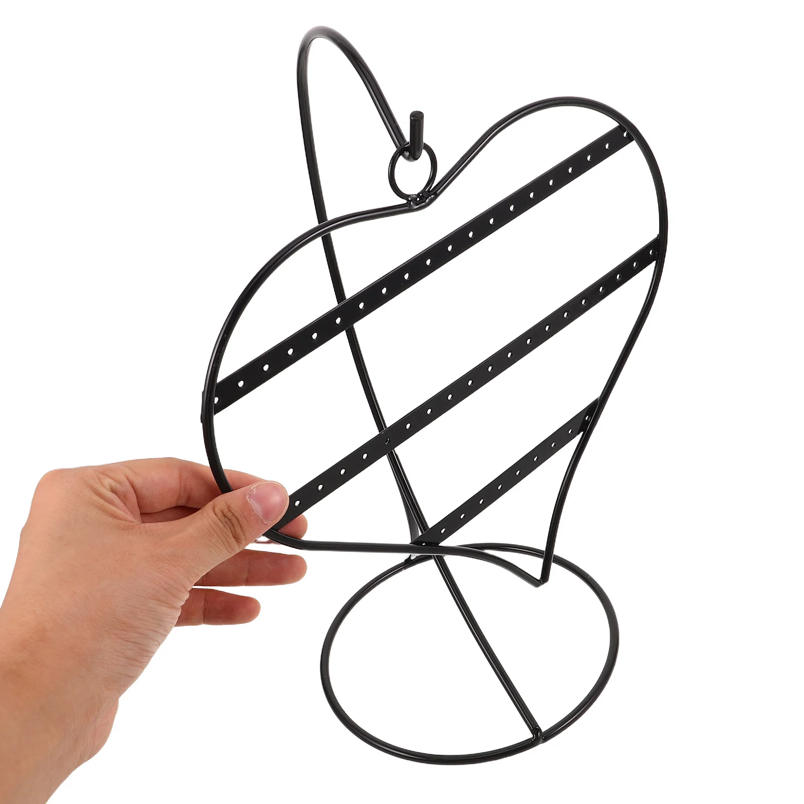 

Iron Earring Stand: Heart-Shaped Metal Jewelry Display Holder For Earrings Studs Dangles Vintage Black Tabletop Organizer Rack