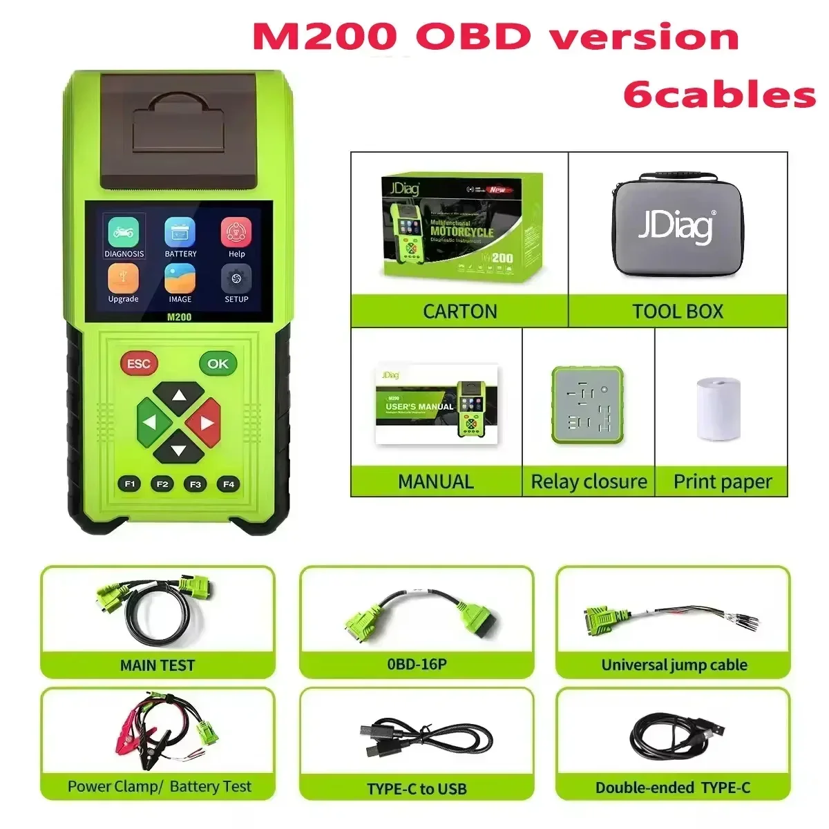 JDiag M200 Motorcycle Diagnostic Scanner OBD Version Diagnostic Code Reader Moto Scan Tool for BMW Yamaha Honda Kawasaki Suzuki