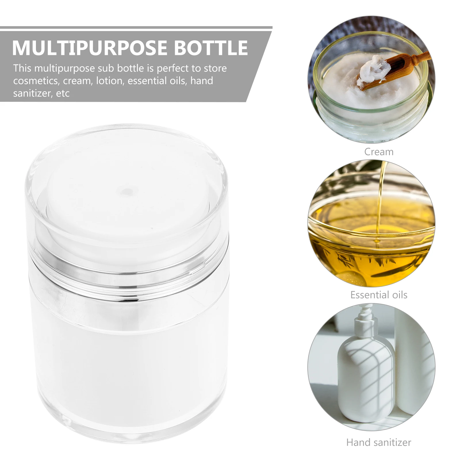 

2pcs Airless Bottles Portable Cream Containers Leakproof Sub Bottles Multipurpose Pump Containers For Cosmetics Sturdy Acrylic