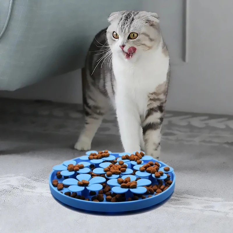 Pet Supplies Pet Silicone Slow Feeder Bowl Flower Design Anti-choking Interactive cat Slow Feeder Food Bowl Cats Slow food mat