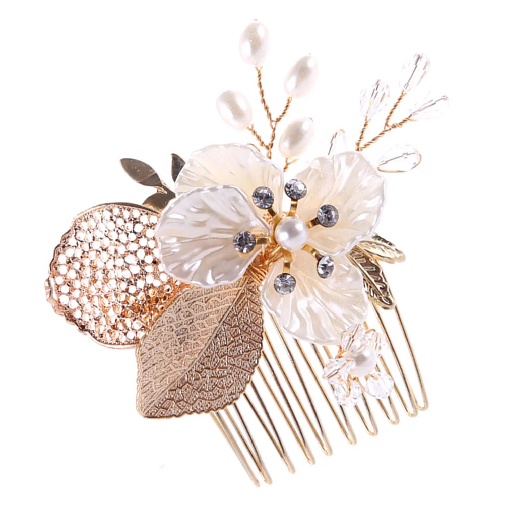 

1Pcs Wedding Hair Comb Luxury Pearl Embellished Floral Design Insert Comb for Bride Bridesmaid Flower Girl Party Event Wear