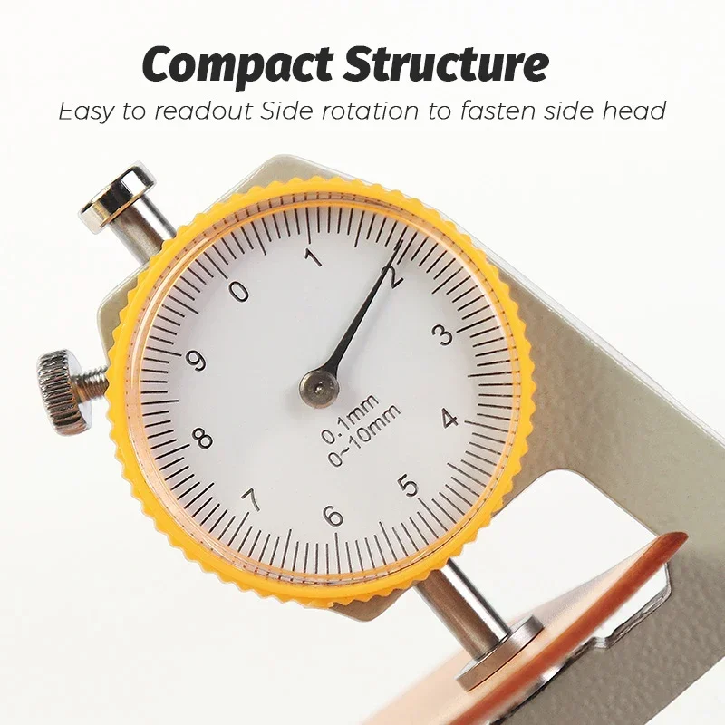 Leather Thickness Gauge Measuring Tools 0-10mm/0.1mm dial Paper Meter Tester for Hollow Pipe or Circular Tube Caliper