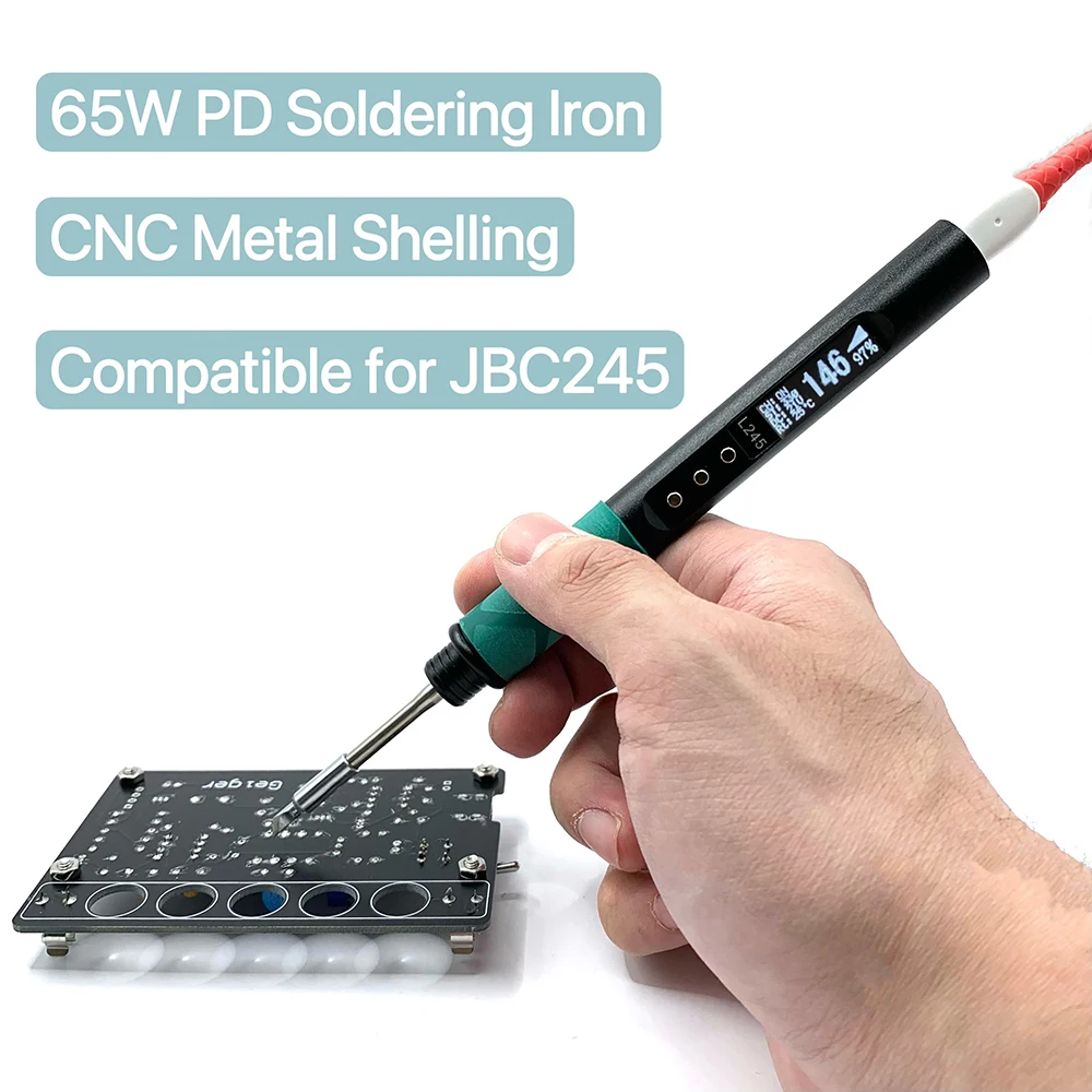 

65W Smart Electric Soldering Iron QC PD Mini Portable Soldering Iron 0-480℃ Fast Heating Soldering Tip Digital For JBC245