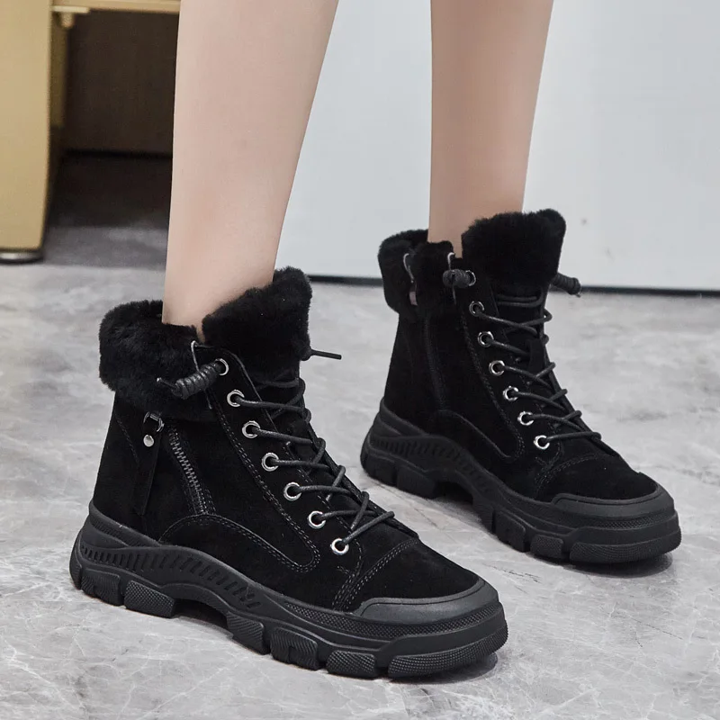 GKTINOO 2024 Winter Shoes Women Snow Boots Thick Sole Warm Plush Winter Shoes Genuine Leather Suede Women Ankle Boots Sneakers