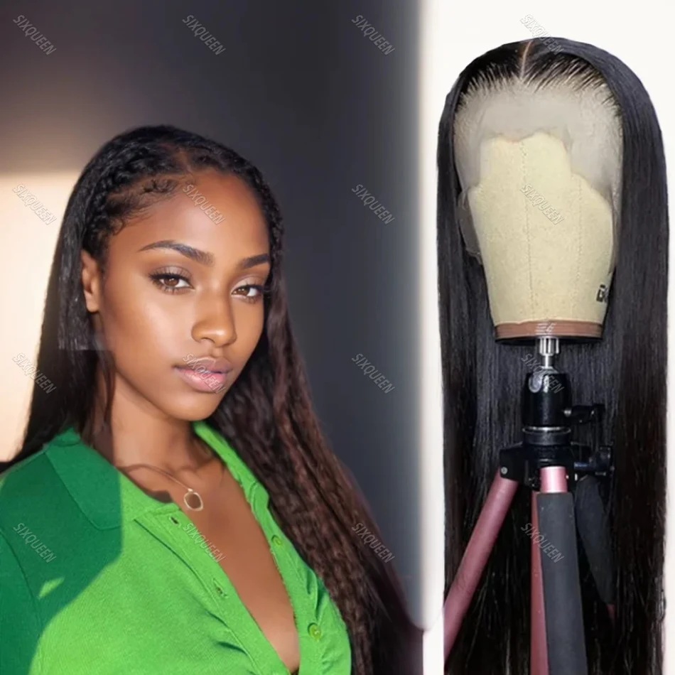 

30 40 Inch Black Straight Wigs 200 Density 13x4 HD Transparent Lace Front Human 100% Natural Brazilian Hair Frontal Wigs