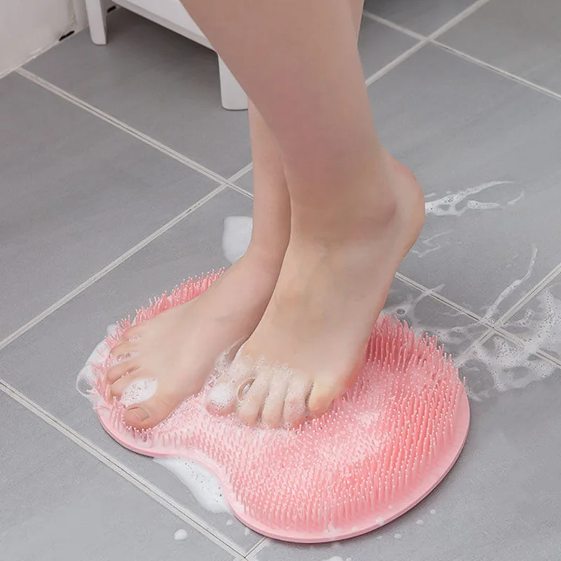 Shower Foot Back Scrubber Silicone Bath Massage Pad Bath Massage Cushion Brush With Suction Cups Wash Foot Mat Exfoliating Brush