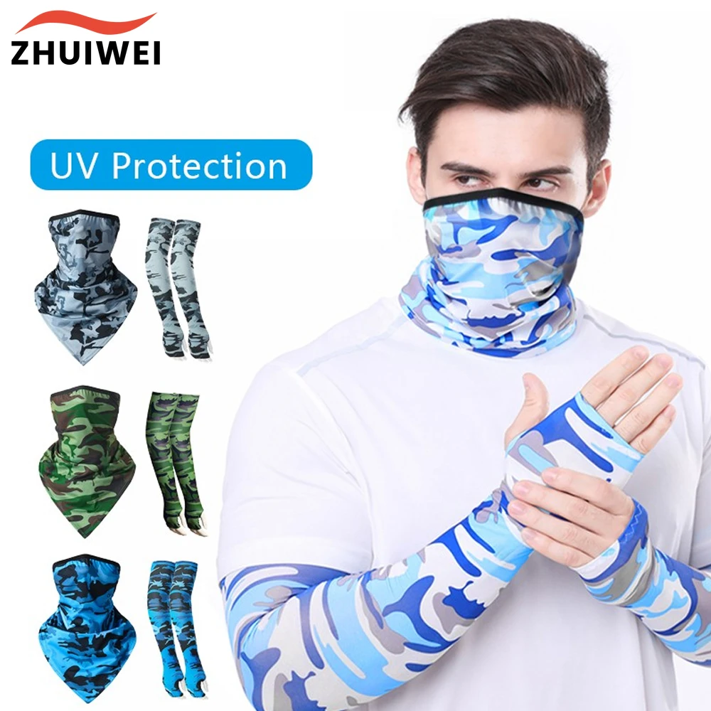 Ice Silk Cycling Sleeves Cycling Sleeves Mask Cooling Arm Sleeves UV Protection Neck Leggings And Outdoor Sleeves