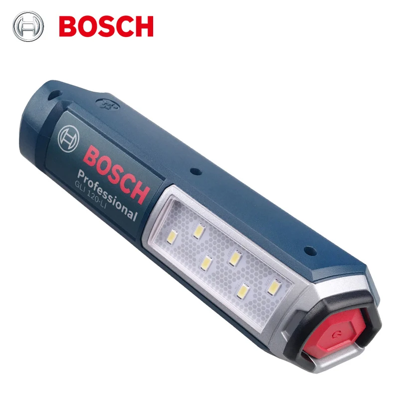 Imagem -02 - Bosch Gli 120-li Luz de Trabalho sem Fio 12v Portátil Recarregável Lanterna Led Lâmpada Ajustável Gancho Giratório