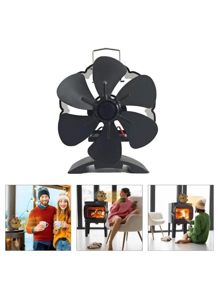 652F موقد الخشب مروحة 6 أوراق تعمل بالطاقة الحرارية موقد مروحة الخشب حرق المشجعين قابل للتعديل المواقد مروحة لمروحة موقد الشعلات